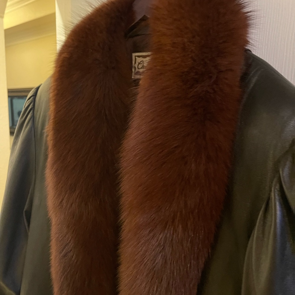 Leather and fur lined coat